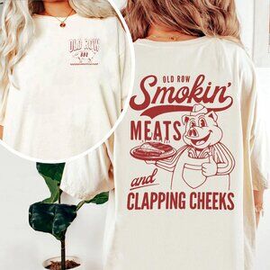 Old Row Smokin Meats T-Shirt | Funny 2-Sided Graphic Tee | Retro Unisex Shirt
